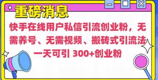 快手最新引流创业粉方法，无需养号、无需视频、搬砖式引流法【揭秘】翼虎资源库-专注分享网络创业落地实操课程 – 全网首发_高质量项目输出翼虎资源库