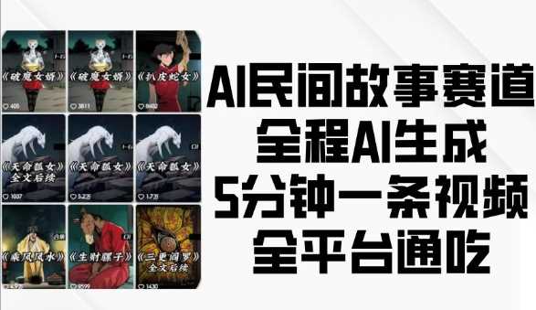 AI民间故事赛道，全程AI生成5分钟一条视频，全平台通吃翼虎资源库-专注分享网络创业落地实操课程 – 全网首发_高质量项目输出翼虎资源库