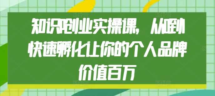 知识IP创业实操课，从0到1快速孵化让你的个人品牌价值百万翼虎资源库-专注分享网络创业落地实操课程 – 全网首发_高质量项目输出翼虎资源库